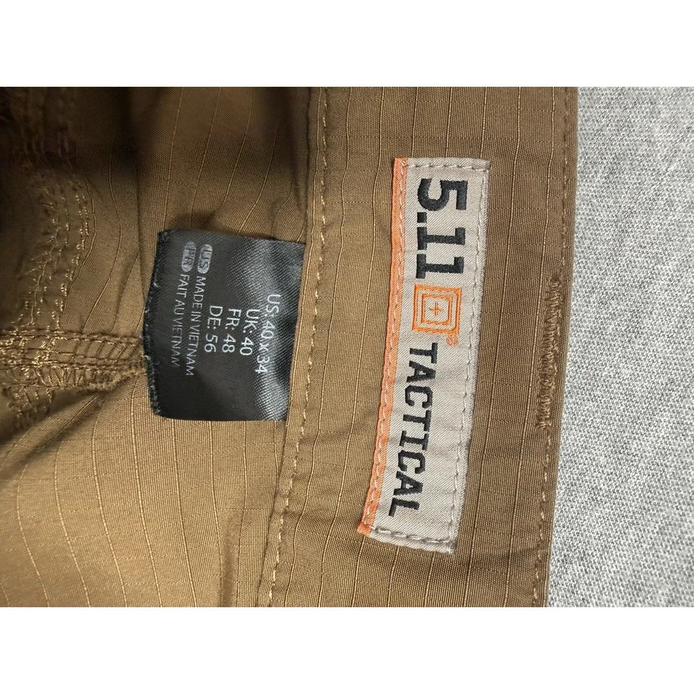 5.11 Tactical Mens 40x34 Cargo Pants Coyote Brown Ripstop Work Trousers
